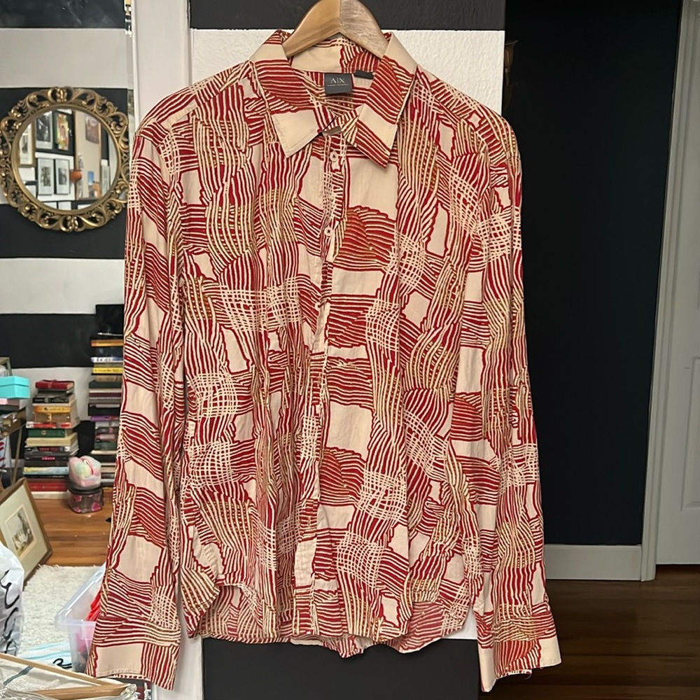 Men’s button up abstract shirt